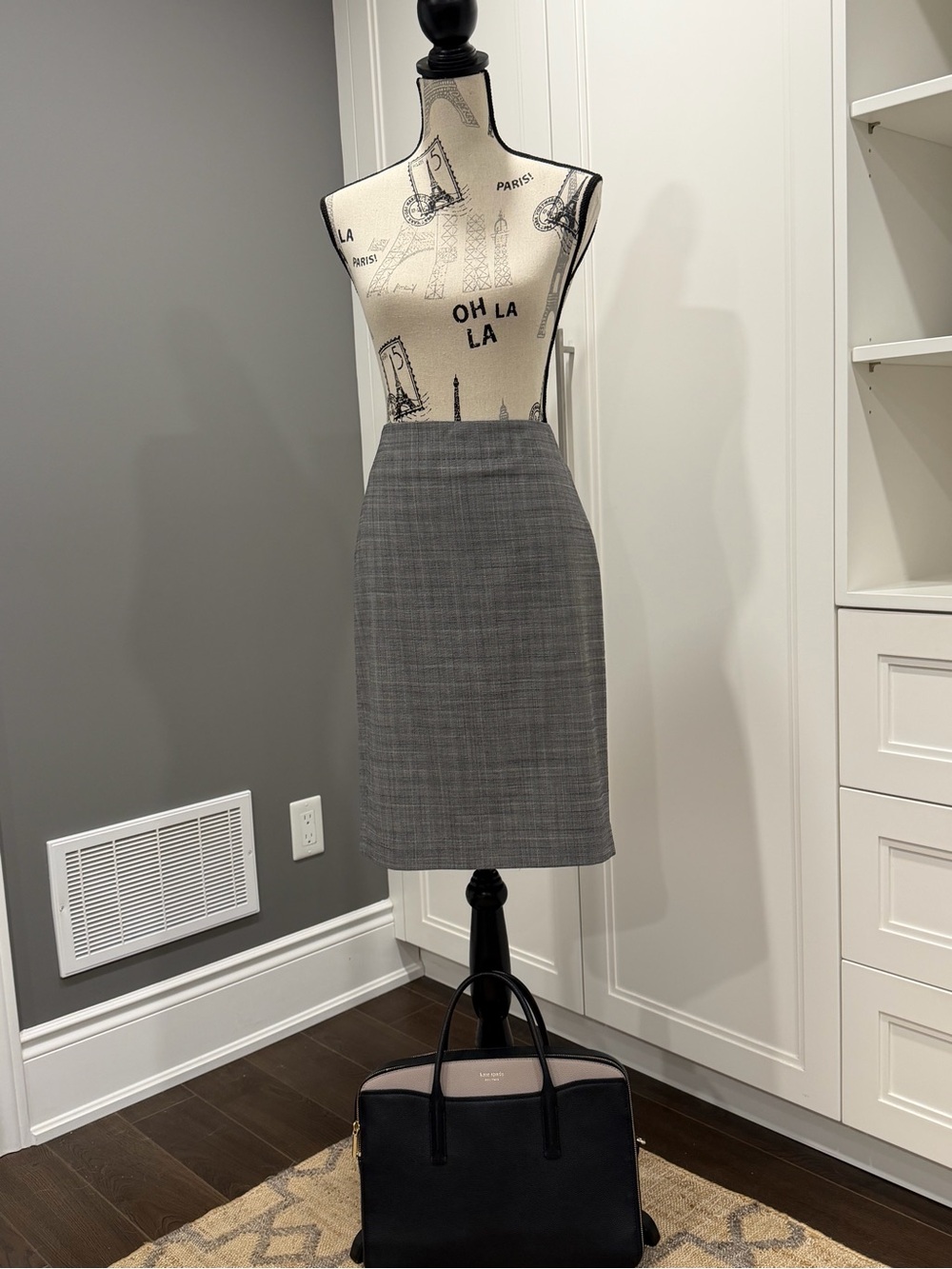 Banana Republic Light Wool, Gray Plaid Pencil Skirt